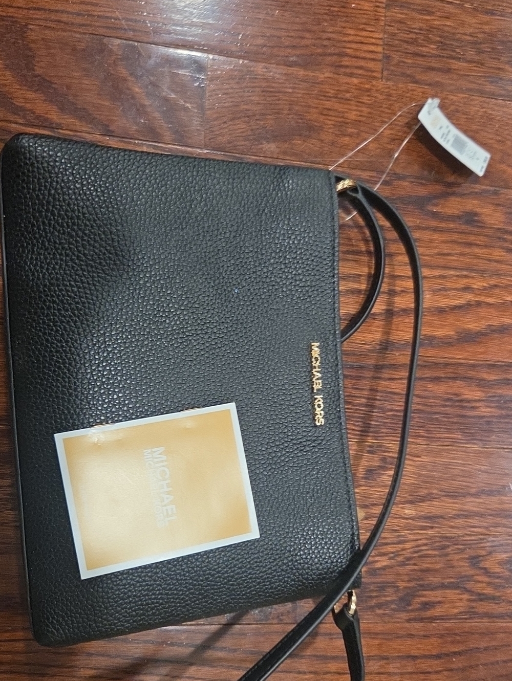 Michael Kors Black Pebbled Leather Crossbody Purse with Gold Logo NEW WITH TAGS
